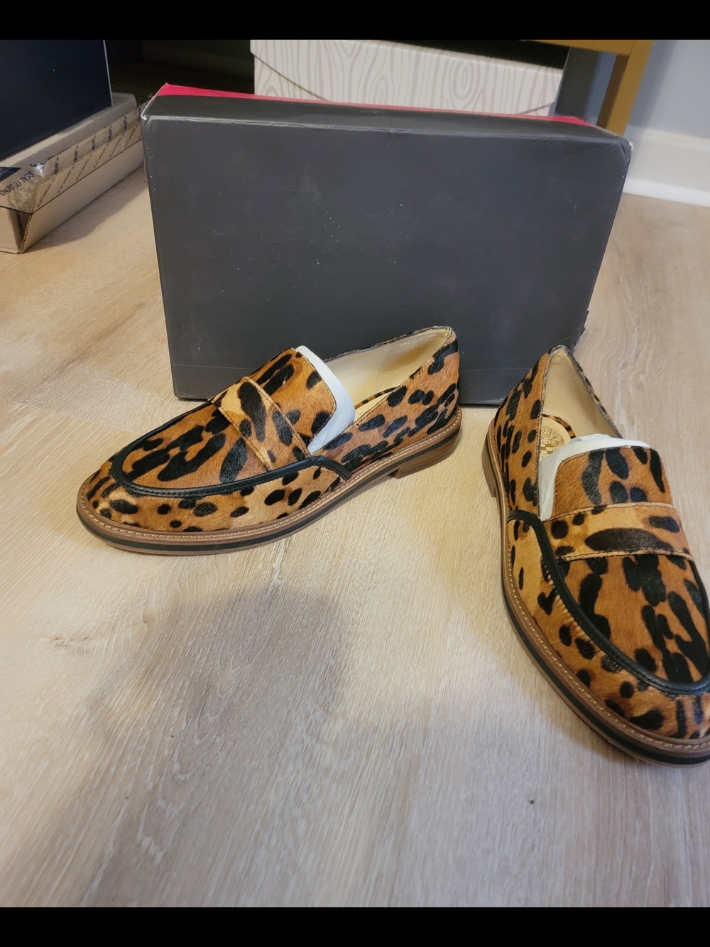 Vince Camuto Leopard Print Penny Loafers - Brown/Black